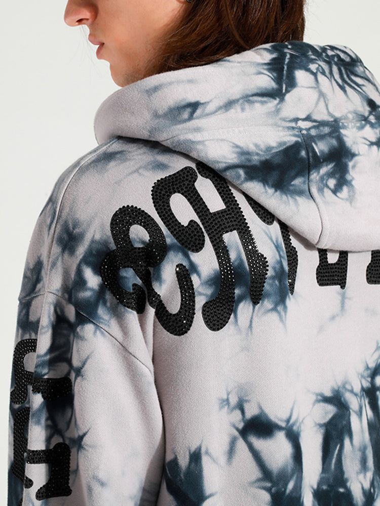 TCH Tiger Graphics Rhinestone Tie Dye Hoodie