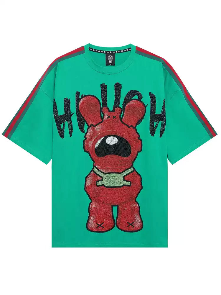 TCH Fashion Space Rabbit Rhinestone T-shirt Top