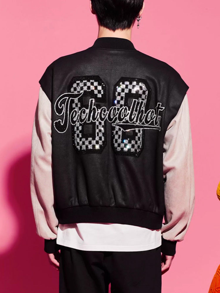 TCH Unisex Rhinestone Logo Bomber Jacket with Patch