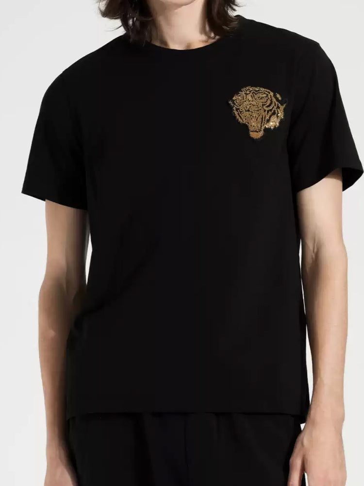 TCH Unisex Rhinestone Lion Print T-shirt
