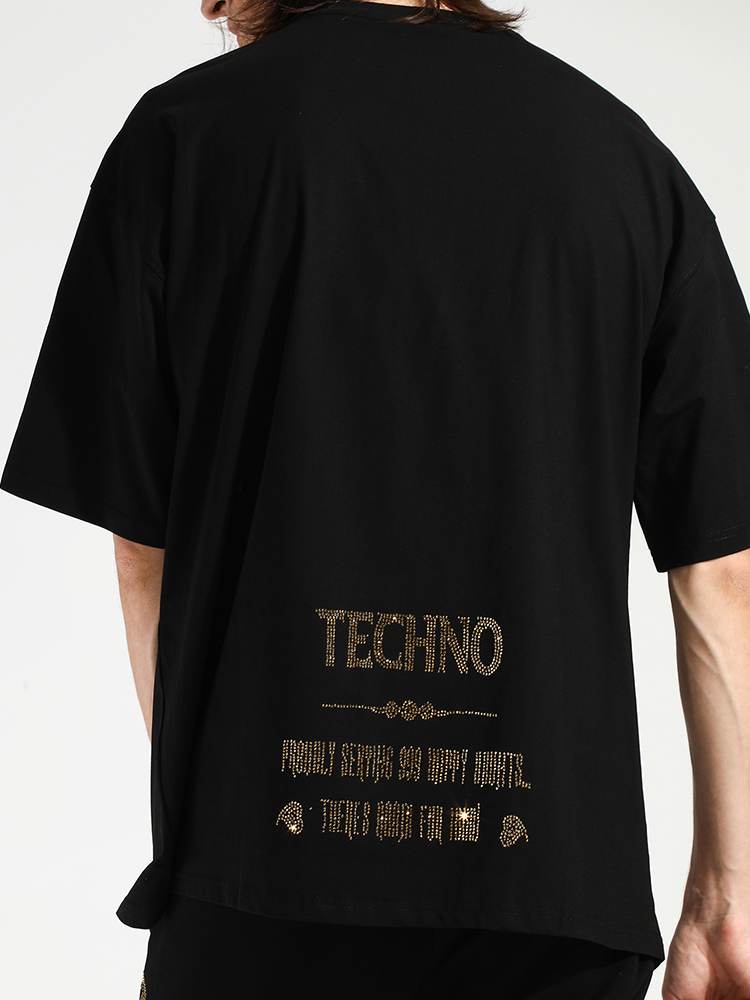 TCH Mens Smile Crown Rhinestone Short Sleeve T-Shirt