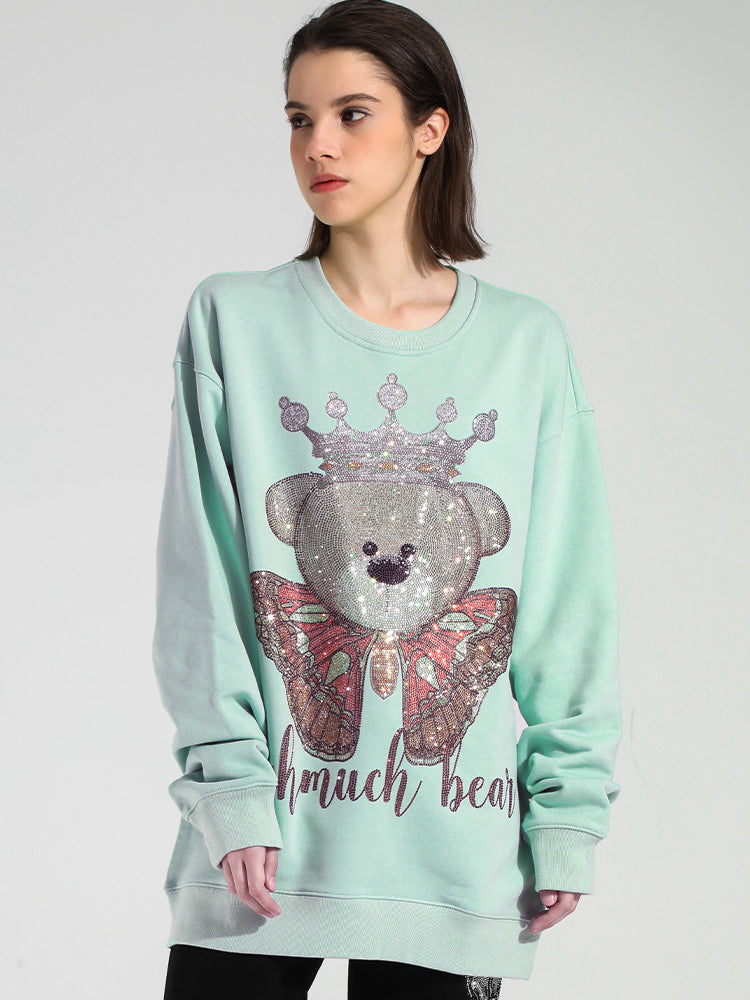 TCH Graphic Rhinestone Oversized Pullover Sweatshirt