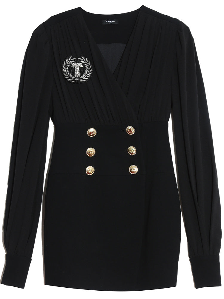 TCH Bell Sleeve Rhinestone Bodycon Mini Dress