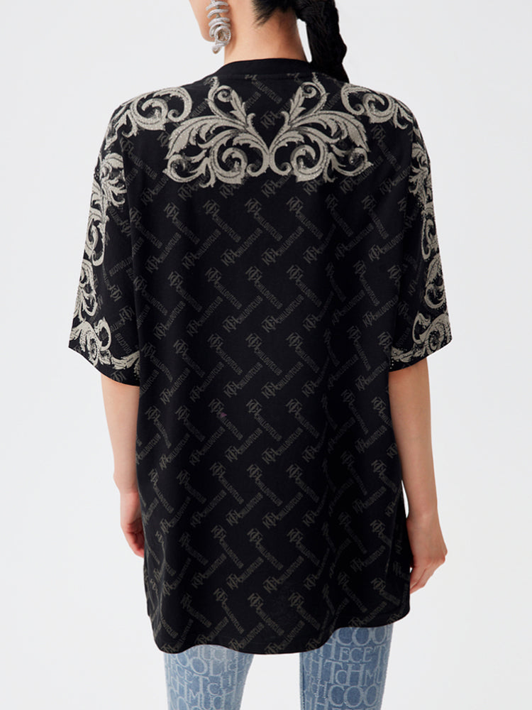 TCH Teddy Bears Rhinestone Allover Print Oversized T-Shirt