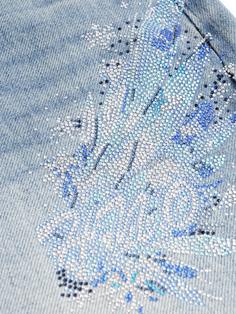 TCH Presale Wings Graphic Rhinestone  Workwear Jeans