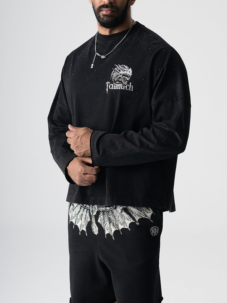 TCH Rhinestone Wings Design Jogging Shorts