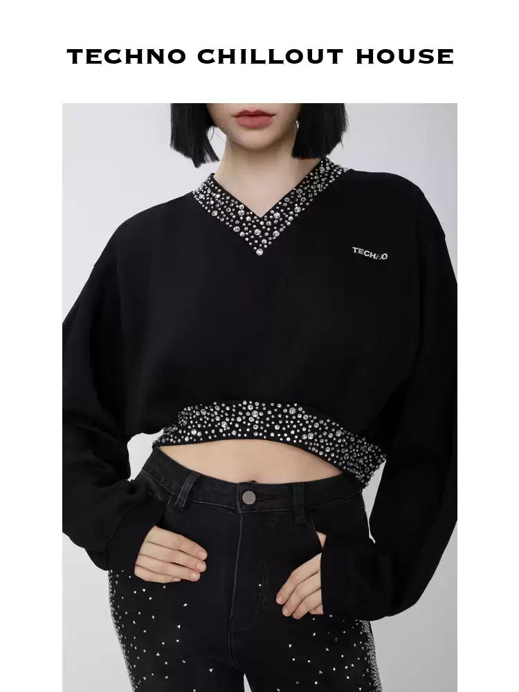 TCH Crystal-Embellished Cropped Sweatshirt