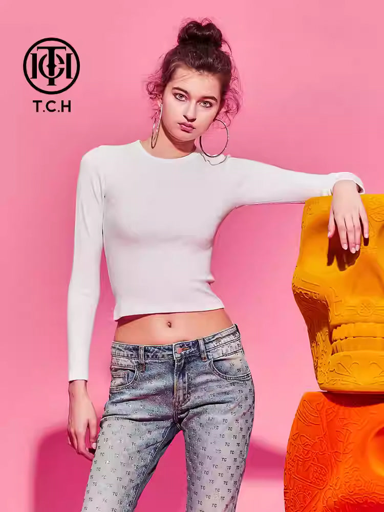 TCH Round Neck Slim Ribbed Crop Top