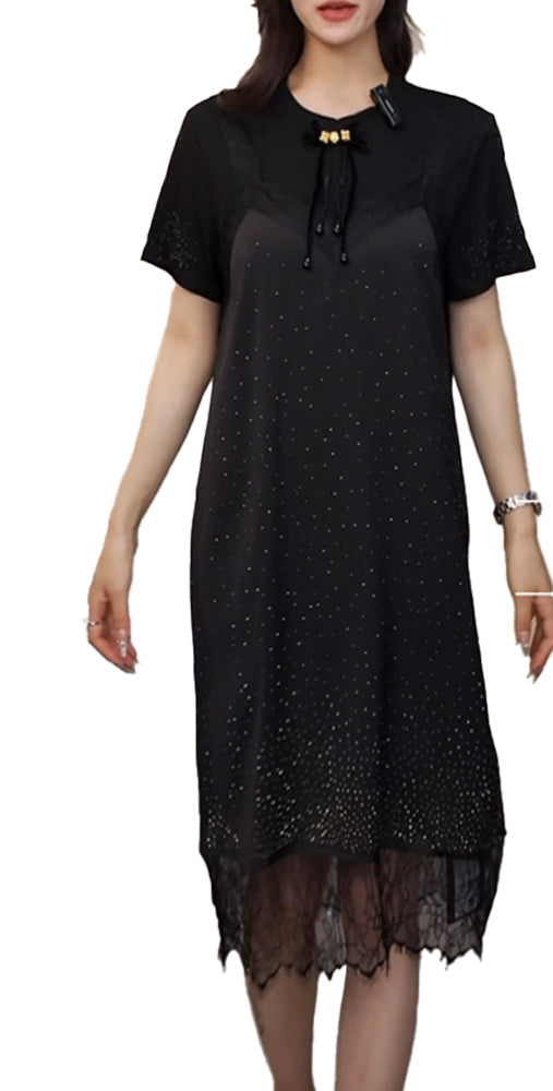 TCH Crystal embellished  A Line Lace Midi Dress