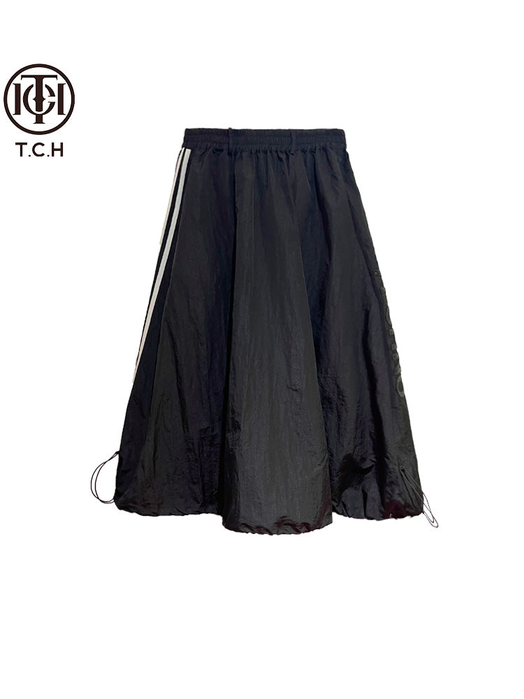 TCH Rhinestone Contrast Trim Elastic Waist Sports Skirt