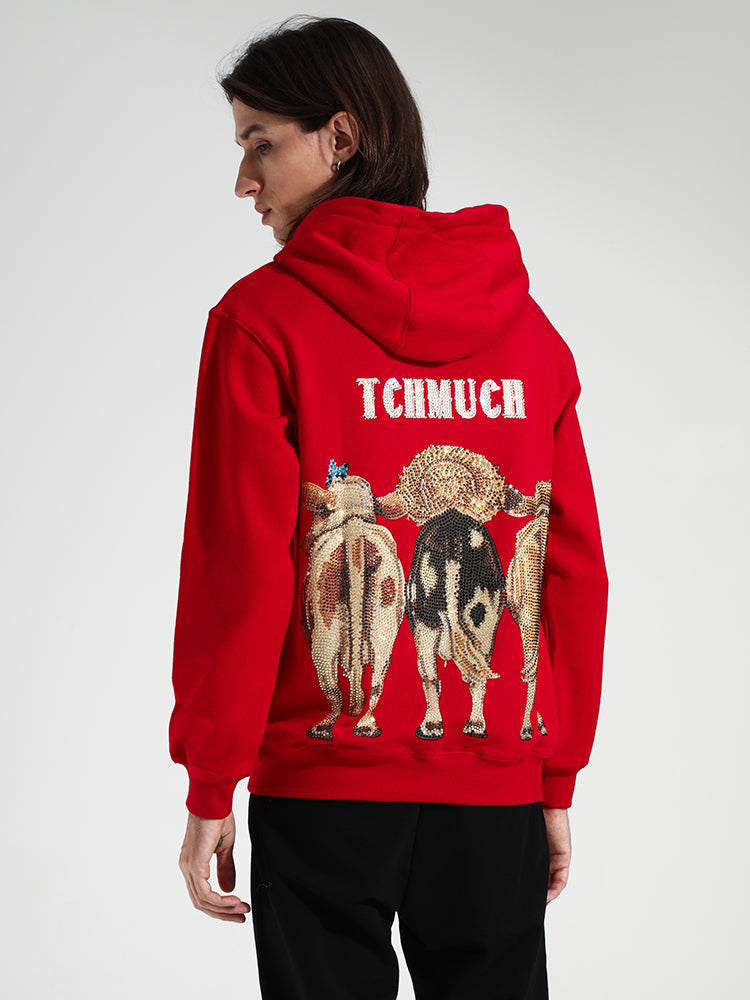 TCH Men's Rhinestone Graphics Long Sleeve Hoodie