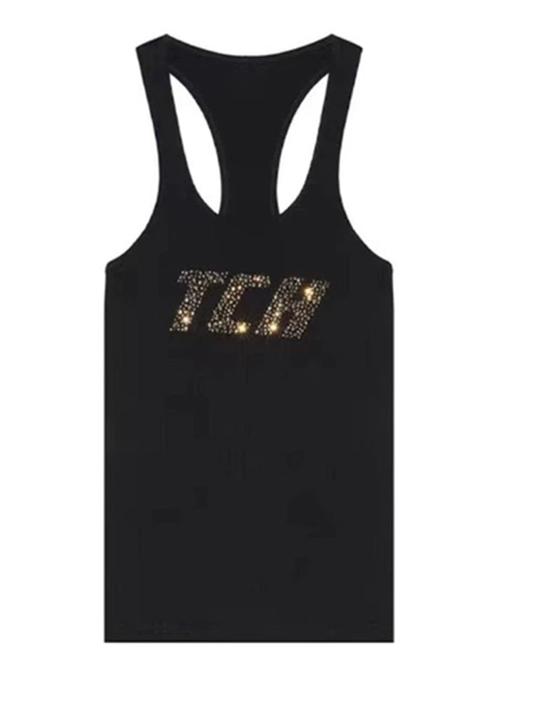 TCH Rhinestone Logo Print Racerback Tank