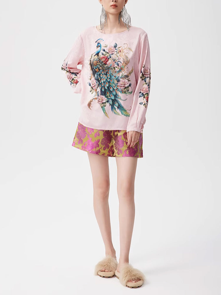 TCH Sparkle Floral Print Rhinestone Shorts