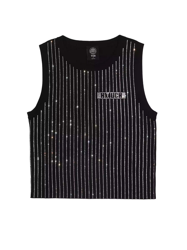 TCH Rhinestone Striple Sleeveless Tank Top