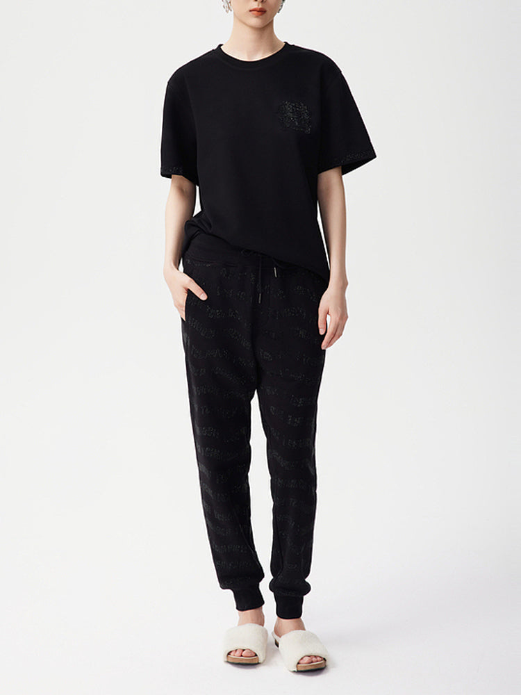 TCH Unisex Rhinestone Short Sleeve T-Shirt in Black