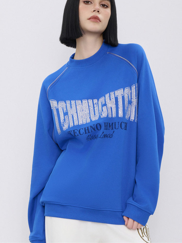 TCH Sparkle Graphic Rhinestone Zip Sweatshirt