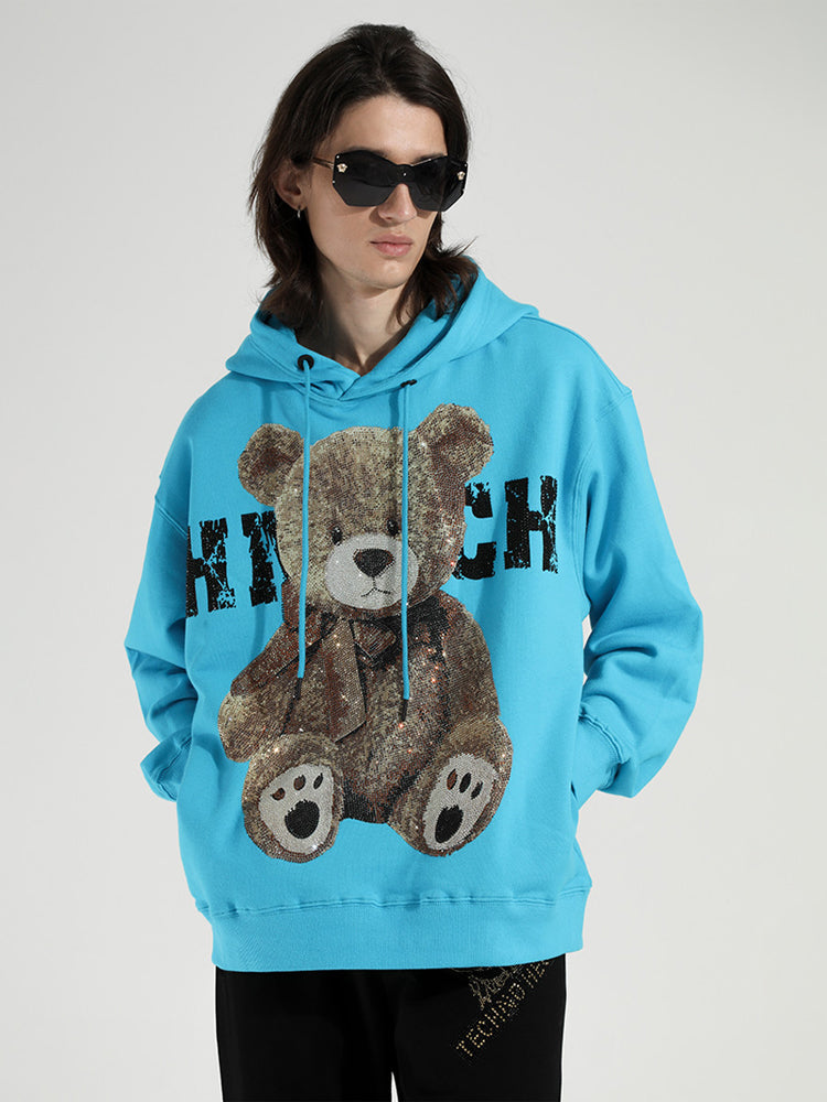 TCH Men's Rhinestone Bear Long Sleeve Hoodie