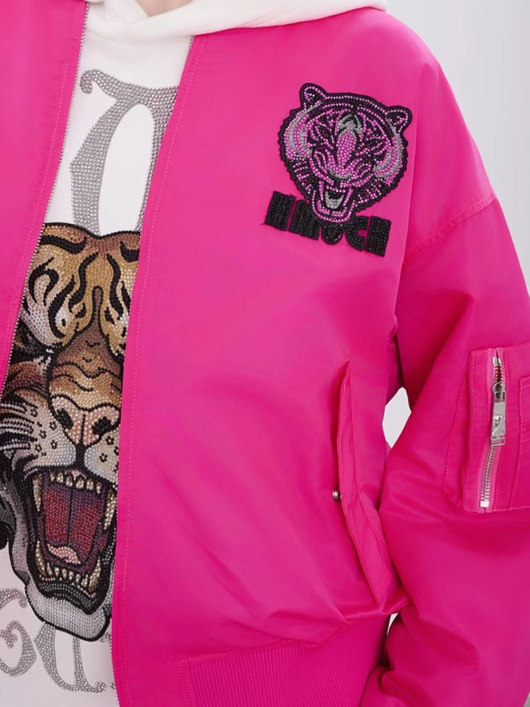 TCH Rhinestone Wings Zip Up Bomber Jacket