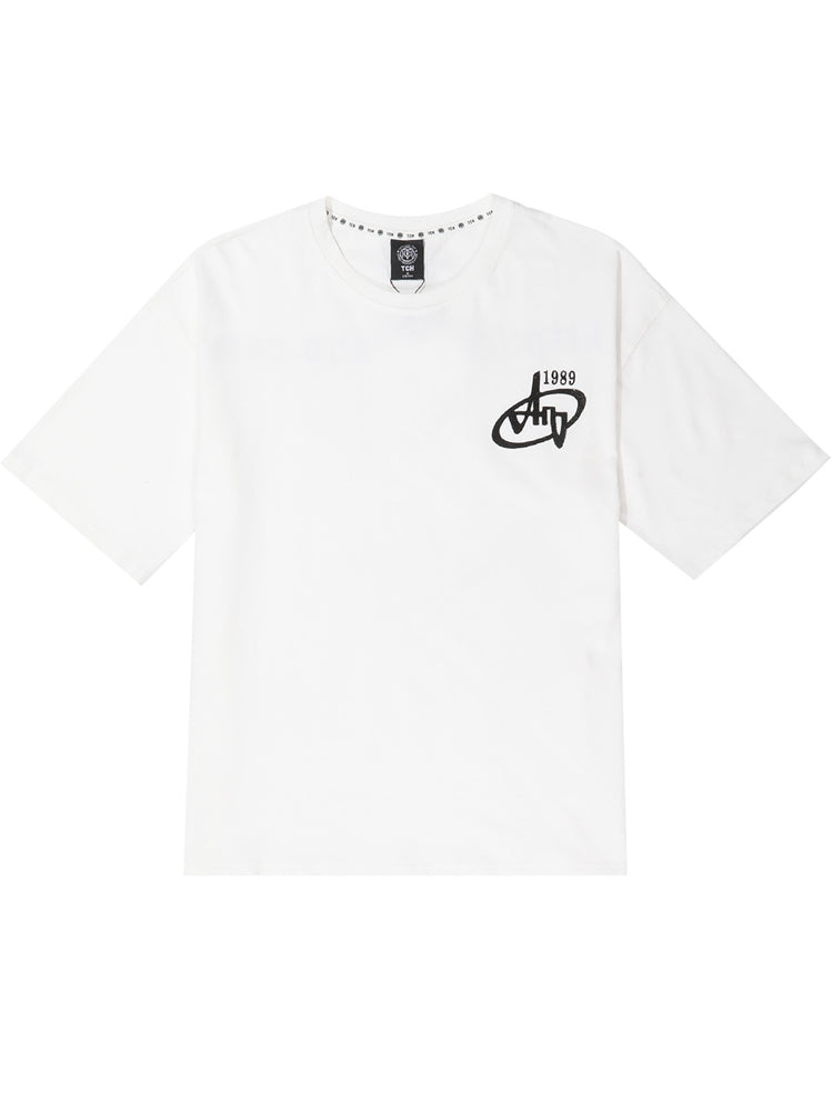 TCH Logo Print Summer Short Sleeve T-shirt in White
