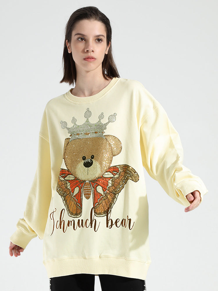 TCH Graphic Rhinestone Oversized Pullover Sweatshirt
