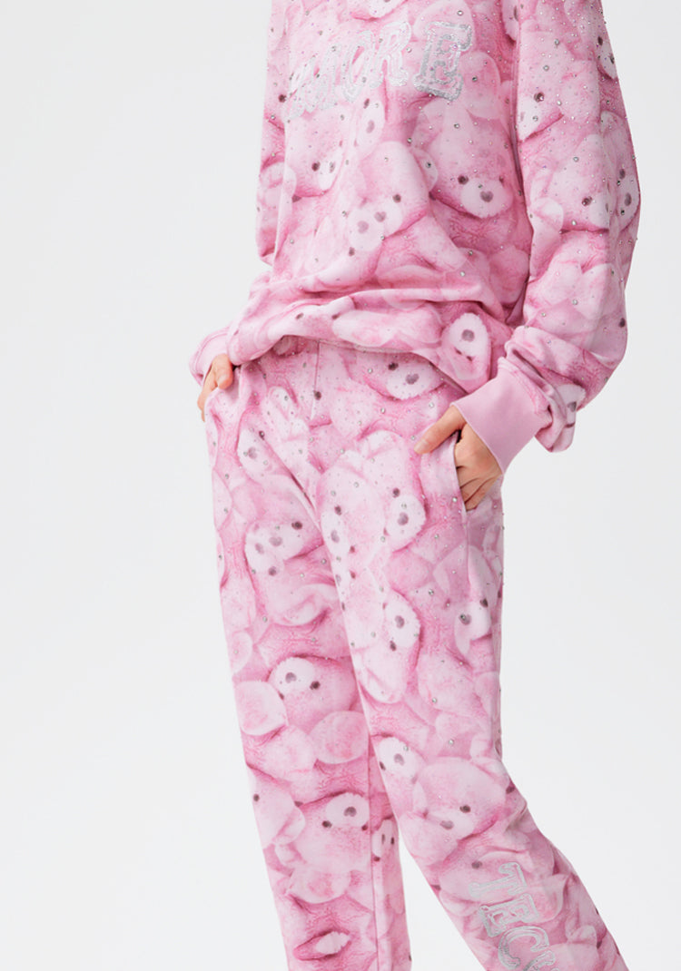 TCH Rhinestone Teddy Tie Dye 2 Piece Top& Pants Loungewear Set