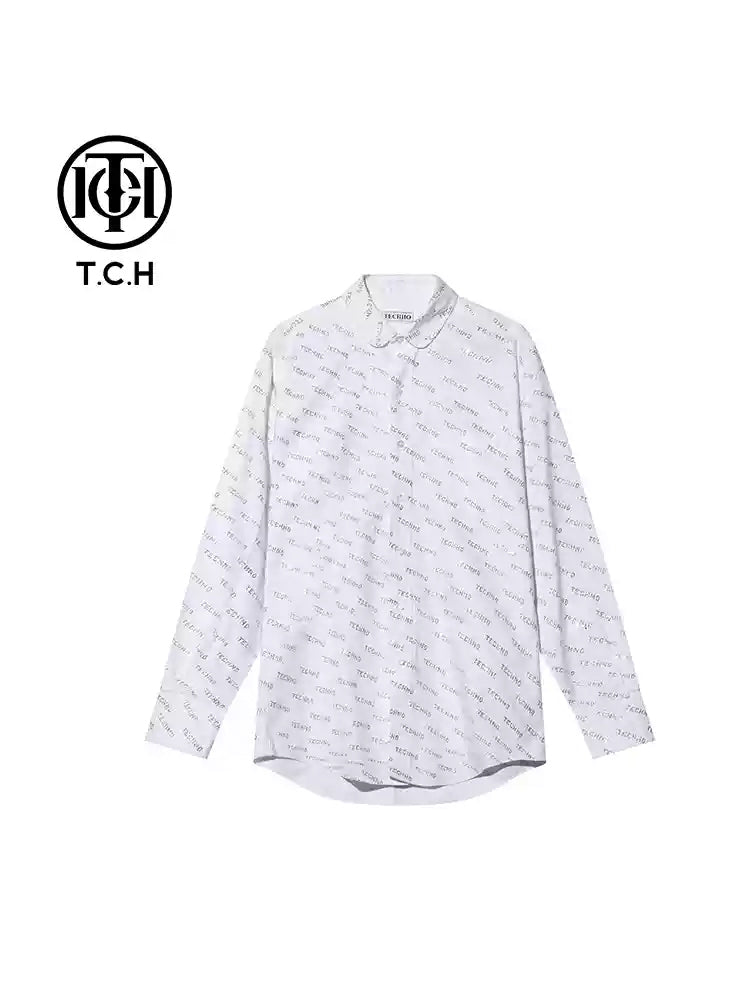 TCH Rhinestone Cotton Logo Print Shirt
