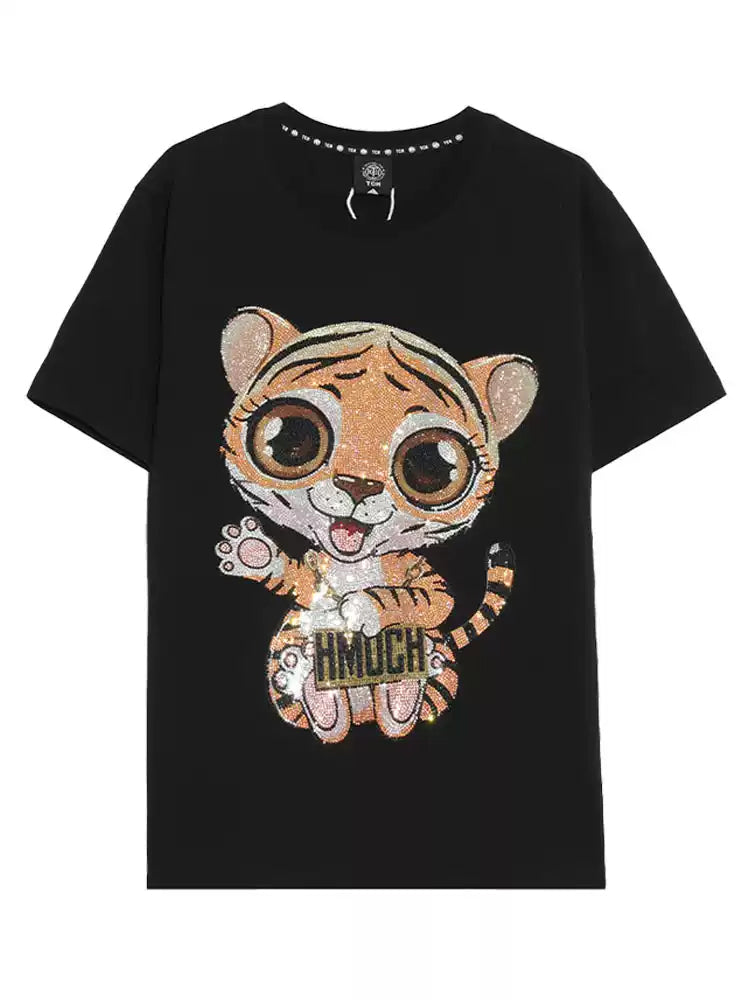 TCH Catoon Tiger Rhinestone Sparkle T-Shirt