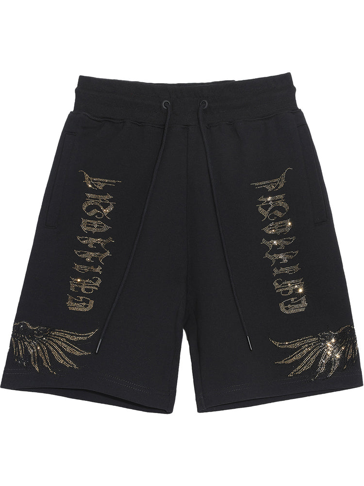 TCH Rhinestone Letter Print Jogging Shorts