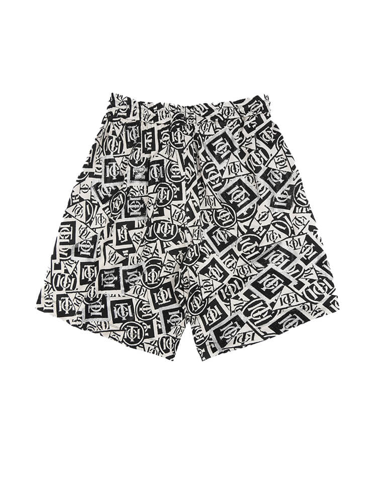 TCH Logo Hand-Embellished Rhinestone Fashion Shorts