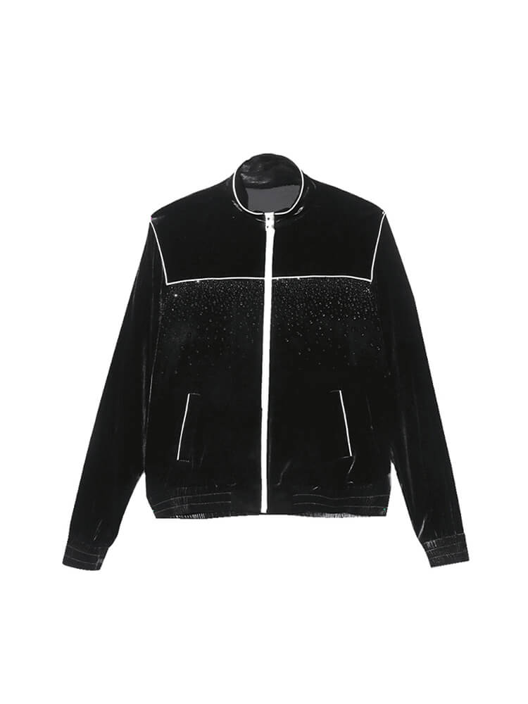 TCH Velvet Rhinestone Zip Up Jacket