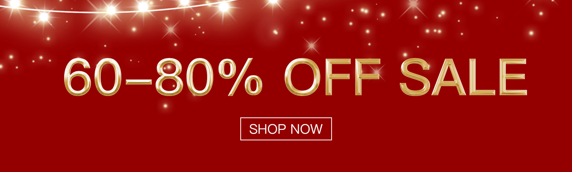 Red sale banner with '60-80% OFF SALE' text and 'SHOP NOW' button on a red background.