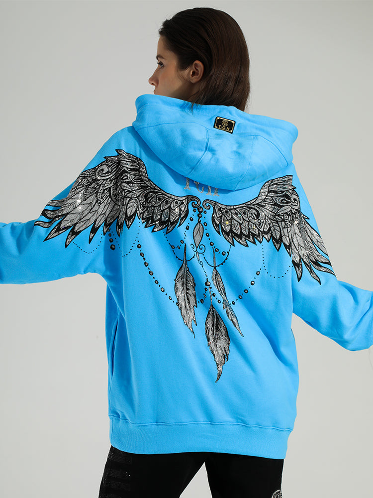TCH Angel Wings Rhinestone Graphic Hoodie