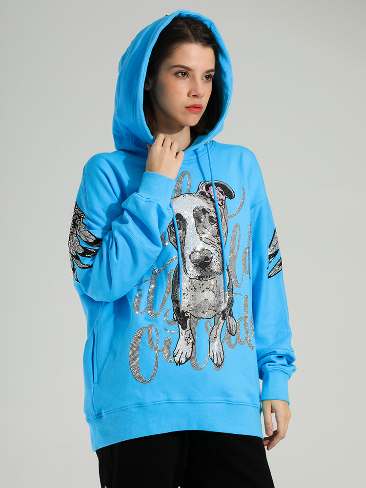 TCH Angel Wings Rhinestone Graphic Hoodie