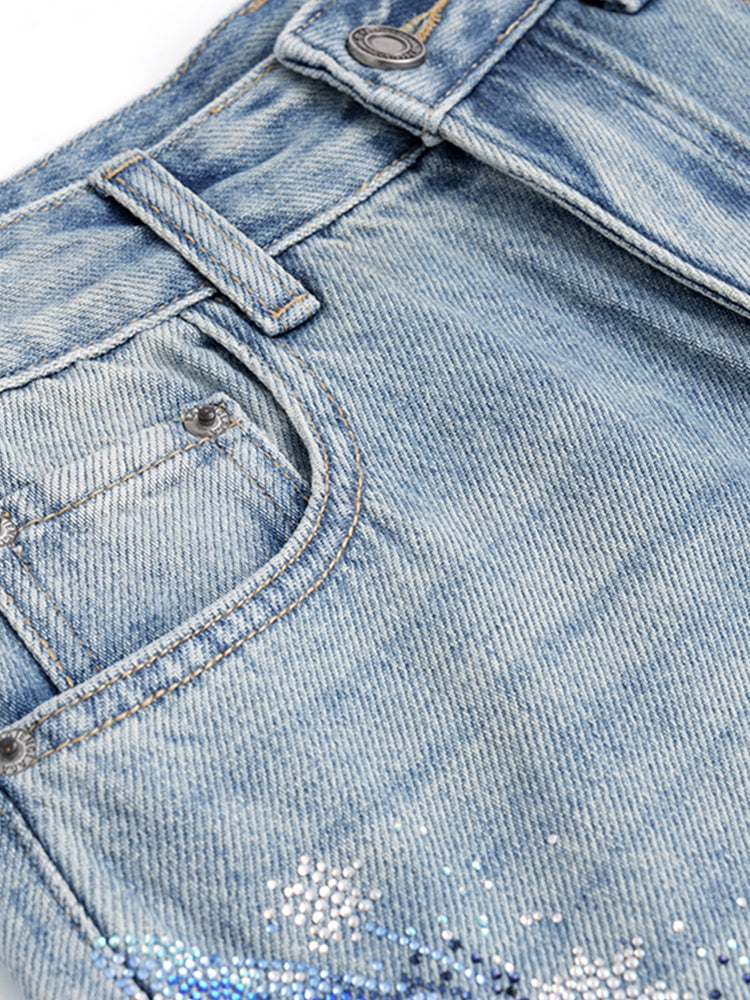 TCH Presale Wings Graphic Rhinestone  Workwear Jeans