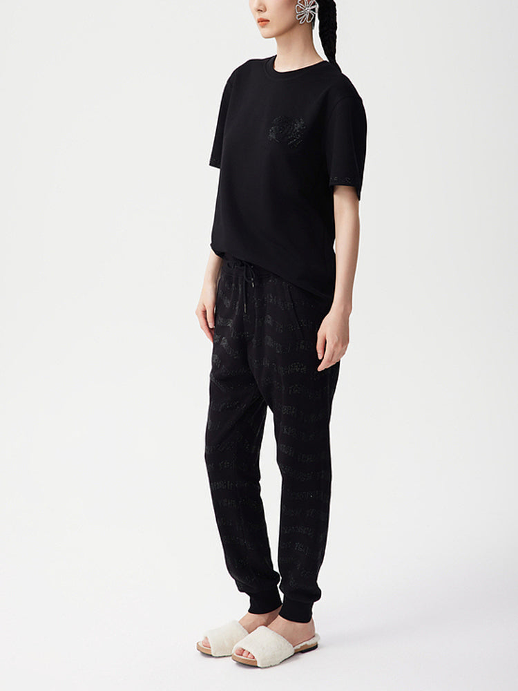 TCH Unisex Rhinestone Short Sleeve T-Shirt in Black