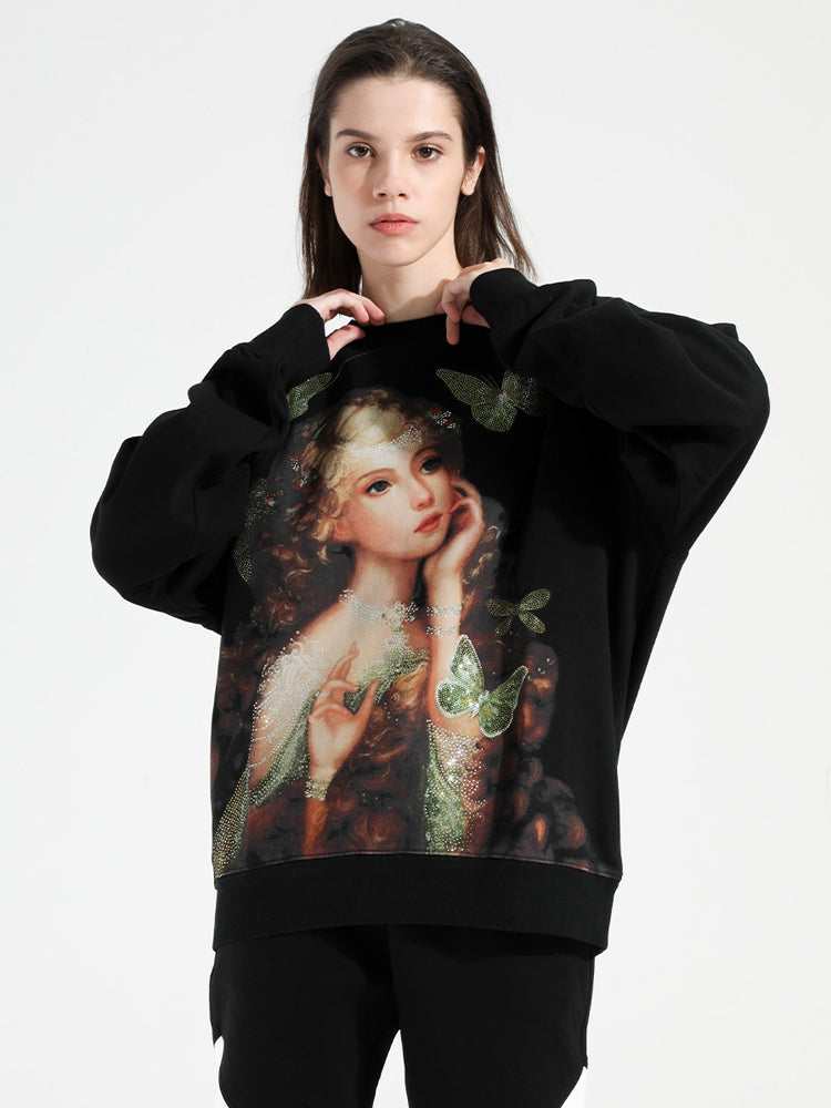 TCH Butterfly Girl Rhinestone Unisex Sweatshirt
