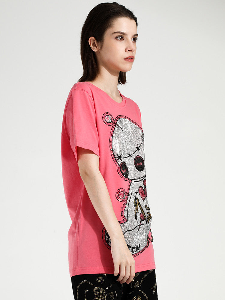 TCH Unisex Cartoon Alien Casual Sparkle T-shirt