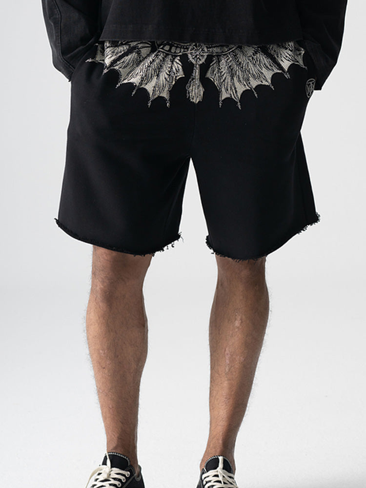 TCH Rhinestone Wings Design Jogging Shorts