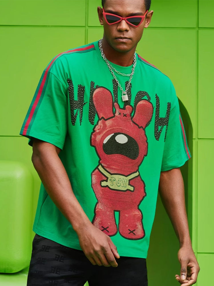 TCH Fashion Space Rabbit Rhinestone T-shirt Top