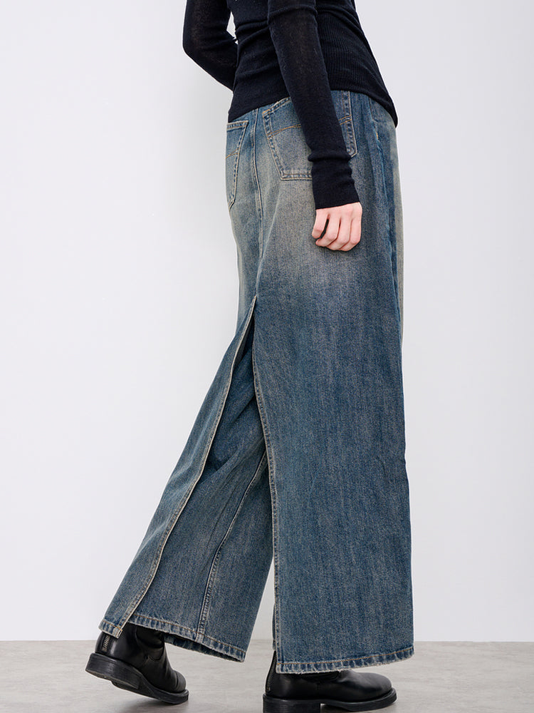 TCH High Waist Rhinestone Wide Leg Denim Jean