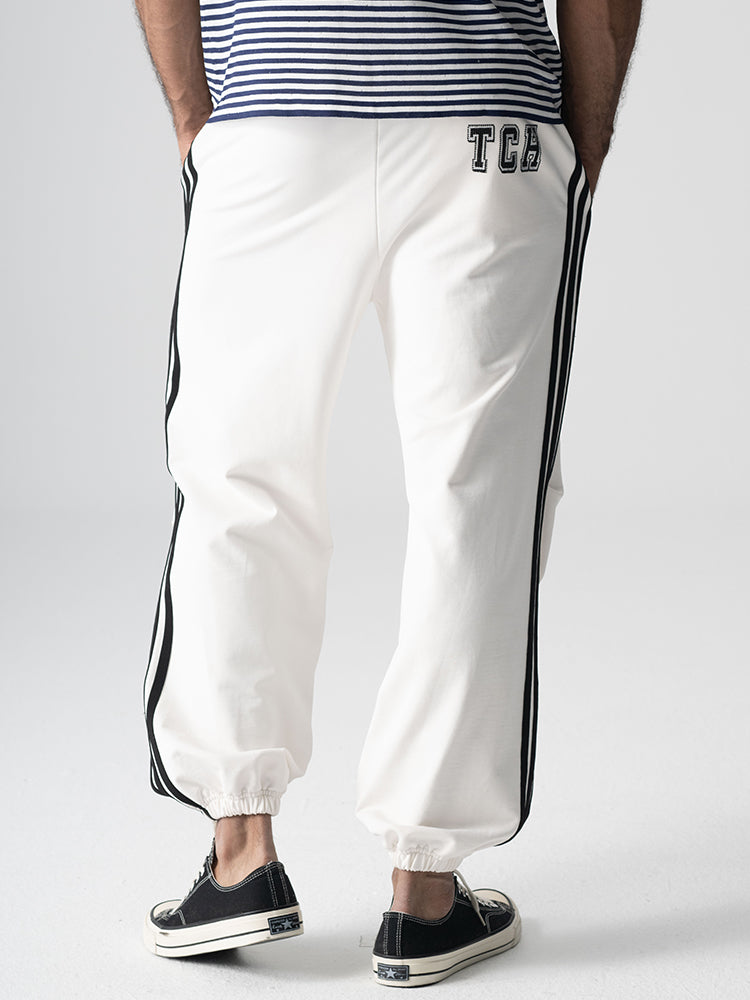 TCH Men's hand-stitched rhinestones White Sweatpants