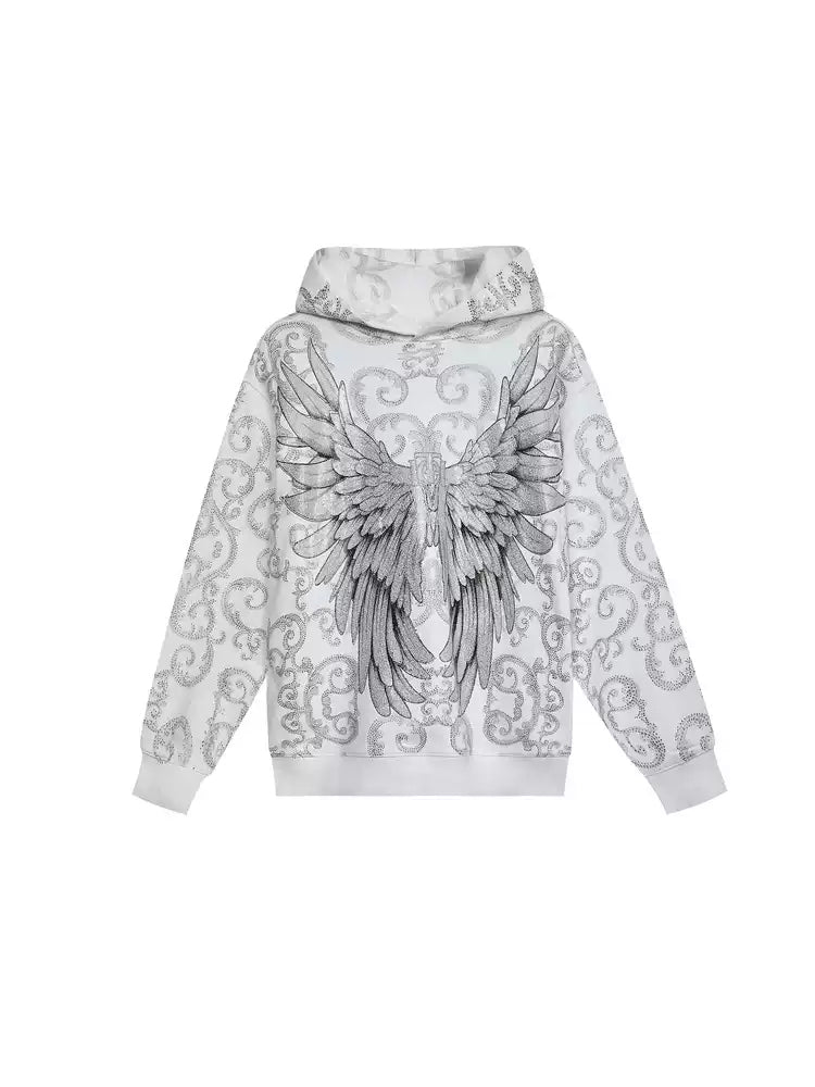 TCH Luxury 2 Pieces Allover Rhinestone Hoodie and Elastic Waist Pants