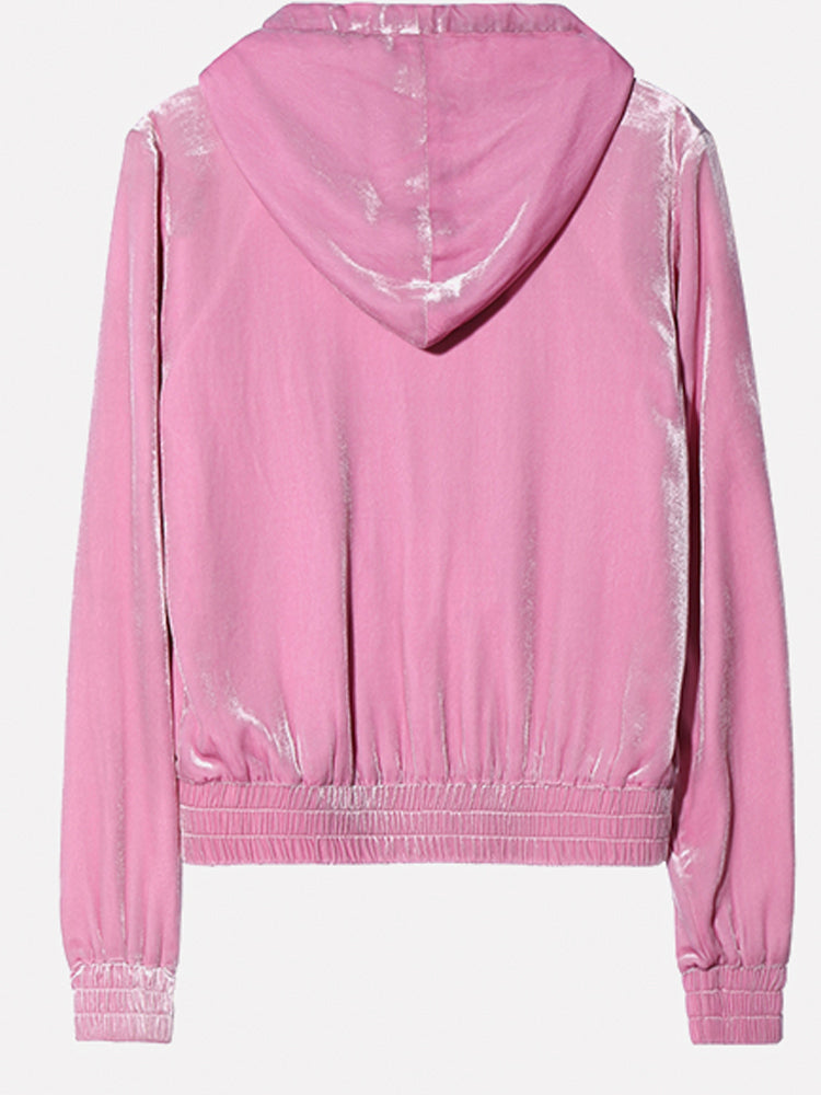 TCH Rhinestone Graphic Velour Hoodie Jacket
