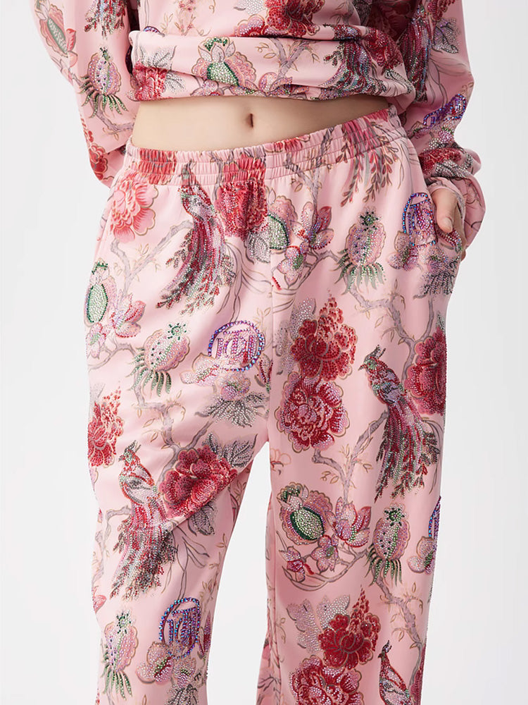 TCH 2 Piece Floral Print Sparkly Top and Long Pants