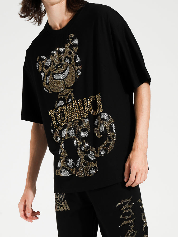 TCH Mens Rhinestone Animal Short Sleeve T-shirt