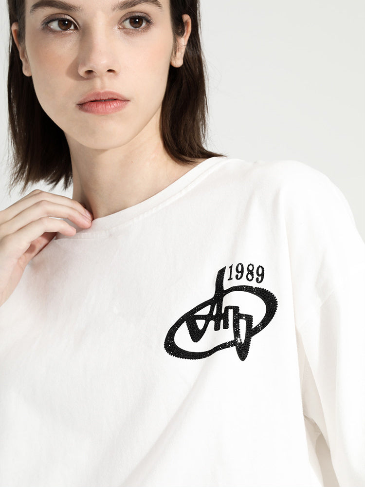 TCH Logo Print Summer Short Sleeve T-shirt in White