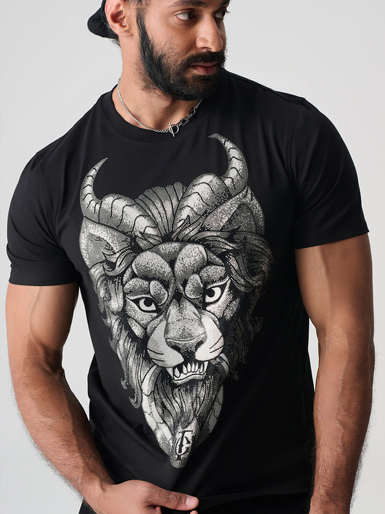 TCH Unisex Graphic Rhinestone Black Tee with Wings Design