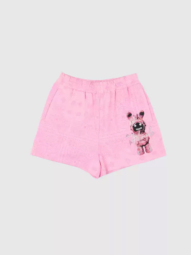 TCH Graphic Rhinestone Pink Lounge Shorts