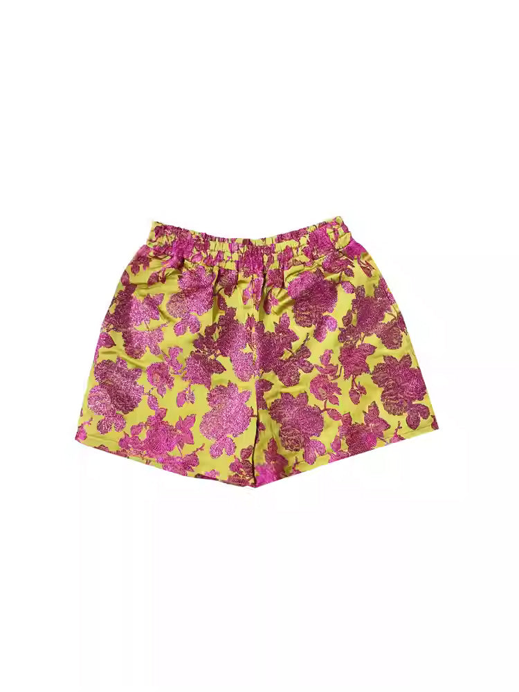 TCH Sparkle Floral Print Rhinestone Shorts