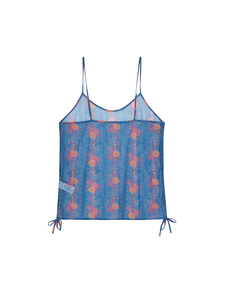 TCH Print Sparkly Crystal Embroidered Sexy Cami